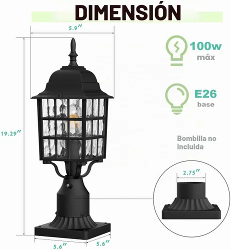 Vista 5 de Luces de poste al aire libre del anochecer al amanecer, lámpara de Sensor incluido