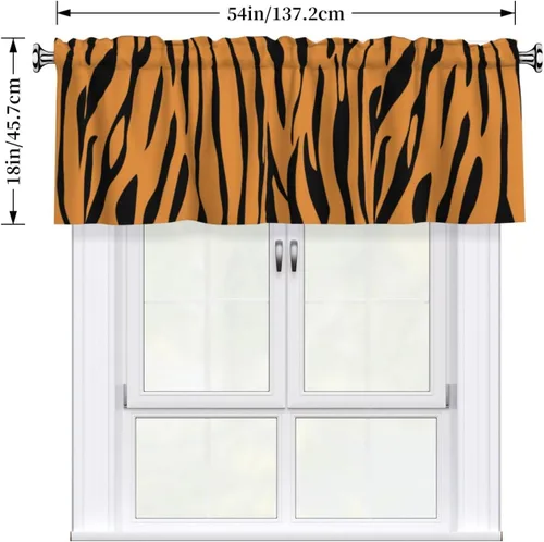 Vista 4 de Cenefa de cortina con estampado animal de tigre a la moda, cenefa de ventana opaca para habitación, 1 panel, barra de Pocke para baño, sala