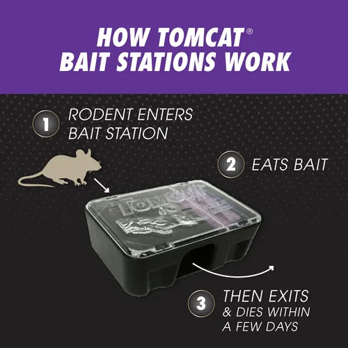 Vista 5 de Tomcat Mouse Killer - Estación de cebo desechable: Fórmula avanzada, resistente a niños y perros, uso en interiores y exteriores, precargada, 1 oz.