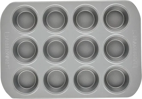 Vista 8 de Farberware, utensilio para hornear antiadherente, asadera para muffins (12 copas), color gris, Sartén para muffins, 12 tazas, ninguno , Gris