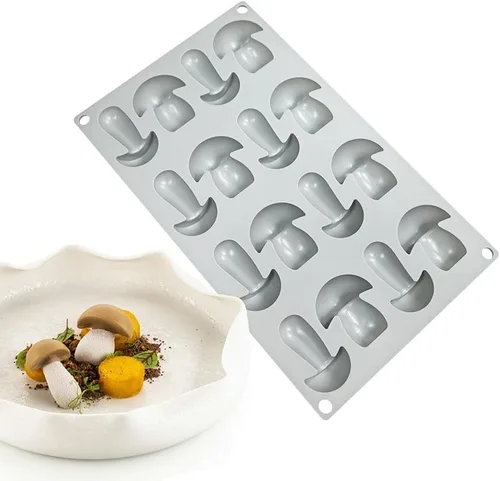 Vista 3 de Katutude Moldes de silicona de hongos 3D de 16 cavidades para hornear, chocolate, dulces, fondant, jabón, cubitos de hielo, fabricación de velas