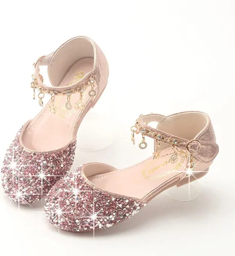 Vista 6 de Zapatos planos de ballet Mary Jane con diamantes de imitación para niña, con brillantina, para niña de las flores, para boda, fiesta, zapatos