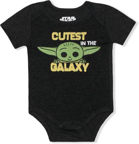 Vista 2 de STAR WARS Baby Yoda - Paquete de 3 mamelucos para bebés y bebés, grisnegroverde