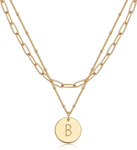 Vista 30 de Valloey Rover - Collares con inicial para mujer, chapado en oro de 14 K, con letra redonda, dije de disco de moneda de doble cara, grabado de la A a