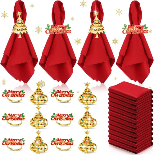 Vista 11 de Sliner - Juego de 24 servilleteros de Navidad, metal, alce, campana