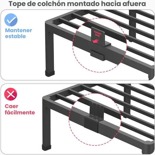 Vista 8 de Superay Marco de cama de metal individual de 14 pulgadas con patas