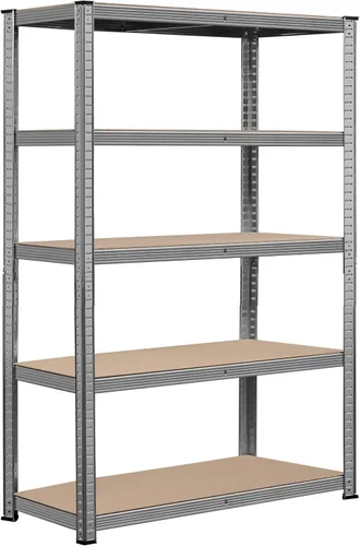 Vista 16 de Topeakmart Estantes utilitarios de 5 niveles, estantes de almacenamiento de metal, estanterías ajustables, montaje sin tornillos, estantes de Negro
