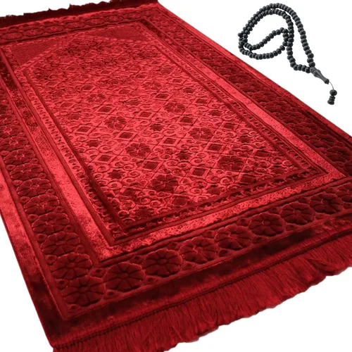 Vista 8 de Modefa Alfombra de Oración de Terciopelo – Alfombra Turca de Felpa Suave Janamaz Sajada Carpet para Hombres y Mujeres - Tapete de Oración Liso