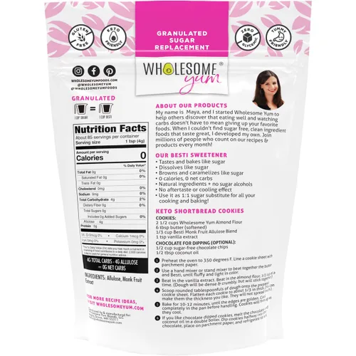 Vista 2 de Wholesome Yum Besti - Sustituto natural de azúcar, mezcla de edulcorante de fruta de monje granulada cetogénica con alulosa (sin eritritol), sin