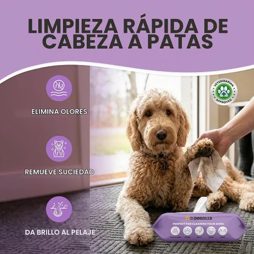 Vista 2 de Toallitas para perros, desodorizantes y limpieza, aroma a lavanda