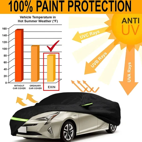Vista 7 de YIXIN Funda impermeable para coche para Toyota Prius 2004-2023, funda personalizada 100% impermeable, resistente al viento, con correa y cremallera
