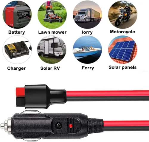 Vista 4 de Enchufe para encendedor de cigarrillos de automóvil con fusible interno de 15 amperios, adaptador de cable de extensión 14AWG compatible
