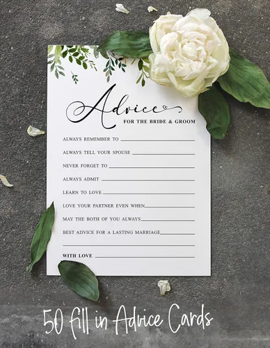 Vista 4 de Paquete de 50 tarjetas de consejos de vegetación, consejos y deseos para la novia y el novio, actividades de juego de boda Mr y Mrs de 5 x 7 pulgadas