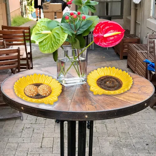 Vista 8 de Soporte de cuchara de cerámica en forma de girasol - 2 piezas para estufa y mostrador