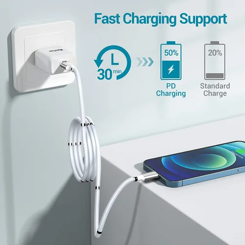 Vista 4 de AICase Cable magnético tipo C a Lightning para iPhone, tipo C, súper organizado, carga magnética, nano datos, compatible con iPhone