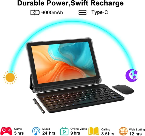 Vista 7 de CUPEISI Tablet Android 16 de 10 pulgadas, 20 GB de RAM+128 GB de ROM/2 TB expandible, procesador octa-core de 2.0 GHz, pantalla HD de 1280 x 800
