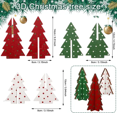 Vista 2 de Yookeer Decoración Navideña 3 Piezas Mesa de Madera Rústica Árbol de Navidad Granja Centro de Mesa de Madera Navideño para Mesa Pequeña Árboles