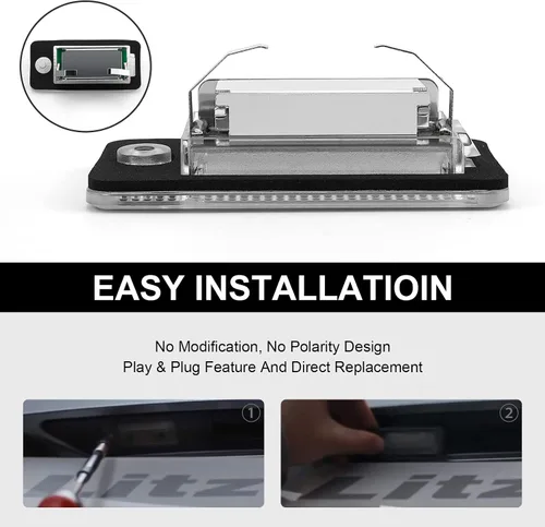 Vista 6 de litzland Luces LED para matrícula, compatibles con Audi A3 S3 A4 S4 A6 S6 A8 S8 Q7 RS4 lente transparente, lámpara LED para matrícula, paquete de 2