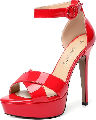 Vista 78 de MODENCOCO Sandalias de boda con correa de tobillo sexy para mujer, con plataforma y puntera abierta, tacón de aguja y tacón alto, zapatos de vestir