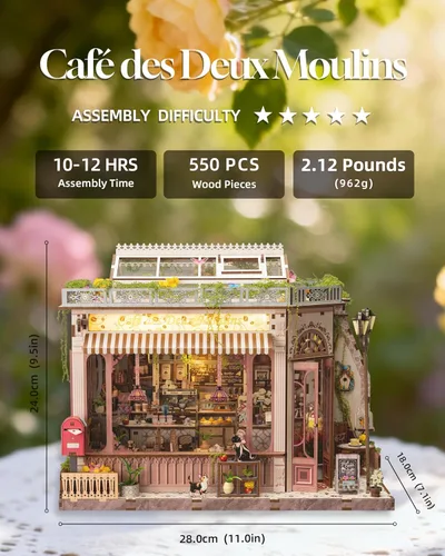 Vista 3 de Kit de rincón de libro, kit de casa de muñecas en miniatura para casa de muñecas, Booknook Tiny House Librería, rompecabezas de madera 3D, regalos