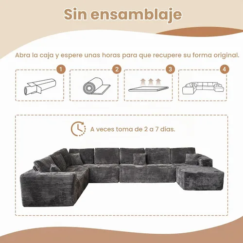Vista 7 de HOOOWOOO Cloud Sofás Seccionales para Sala de Estar, Sofá Seccional Modular Sin Ensamblaje, 165X110 Pulgadas Juego de Sofá de Piso Grande