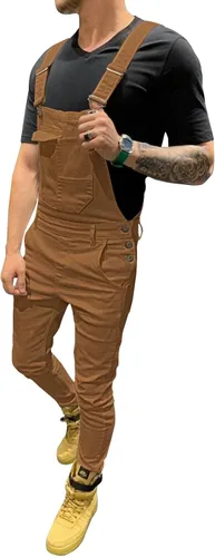 Vista 67 de LONGBIDA - Jardinera de mezclilla para hombre, ajuste entallado, moderno, con bolsillos