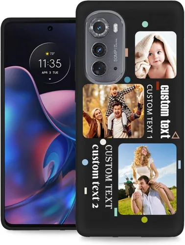 Vista 45 de Funda personalizada para Motorola Edge 2021 con nombre de texto y foto, diseño personalizado Edge2021 para teléfono móvil/smartphone/teléfono móvil