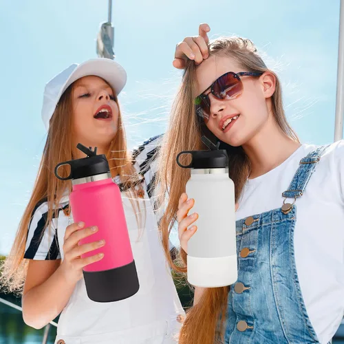 Vista 6 de HEYSKAY 2 piezas de botella protectora de silicona para botella de agua Hydro Flask, accesorios y compatible con Yeti, Iron Flask más marcas