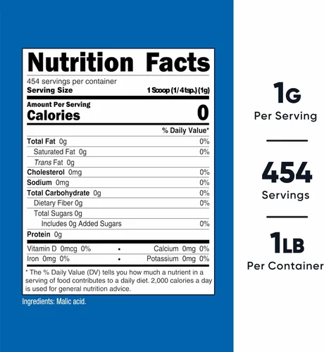 Vista 2 de Nutricost Polvo de ácido málico de 1 libra, sin gluten, sin OMG (16.01 oz)