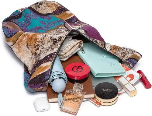 Vista 88 de Bolsa de hombro para mujer, de lona en estilo hippie/bohemio para llevar cruzada al hombro, disponible en diferentes colores y estampados