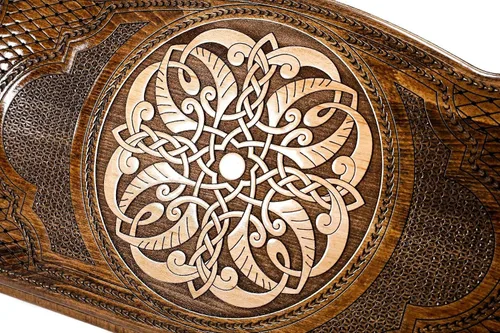 Vista 7 de WOODEN BACKGAMMON set BOARD GAME Armenian backgammon Nardi Nardy checkers chess carving flowers Ornament handmade gift walnut wood table game