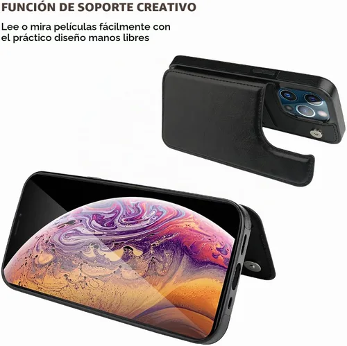 Vista 5 de ONETOP Funda tipo cartera para iPhone 13 Pro con tarjetero, color negro
