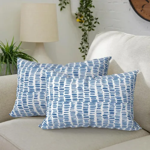 Vista 63 de DYTXIII Paquete de 2 almohadas lumbares impermeables para exteriores con rellenos, 12 x 20 pulgadas, almohada decorativa rectangular para patio
