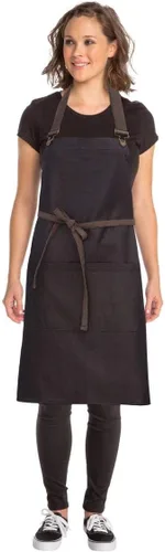 Vista 4 de Chef Works Delantal unisex con peto Boulder Marrón/Negro