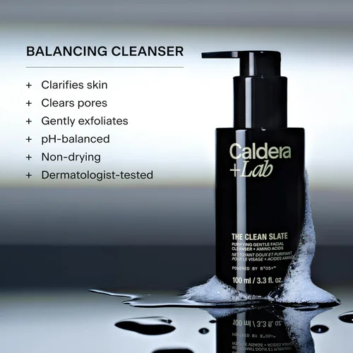 Vista 3 de Caldera + Lab The Clean Slate Limpiador Facial Espumoso Orgánico para Hombres para Piel Seca, Sensible y Normal – Lavado Facial Exfoliante Vegano