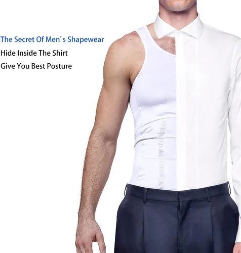 Vista 4 de GKVK Mens adelgazar cuerpo Shaper chaleco camisa Abdomen Slim