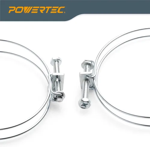 Vista 3 de POWERTEC Abrazadera de manguera de doble alambre de 2-1/2 pulgadas con perno, 10 abrazaderas de manguera ajustables para colector de polvo, manguera