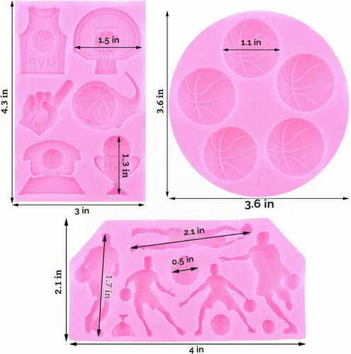 Vista 2 de Mujiang Moldes de silicona para baloncesto Deportes Tema Fondant Moldes Set Estilo a