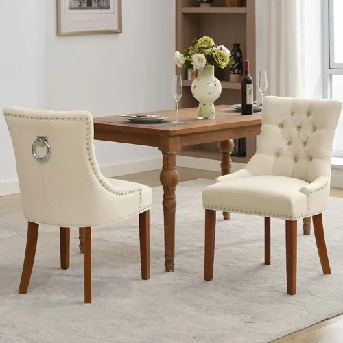 Vista 19 de Juego de 4 sillas de comedor modernas con respaldo, color beige