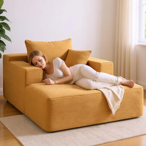 Vista 9 de Sillón reclinable extragrande de 67", sofá nube de pana moderno con 3 almohadas, sofá de asiento profundo sin estructura para sala de estar, silla