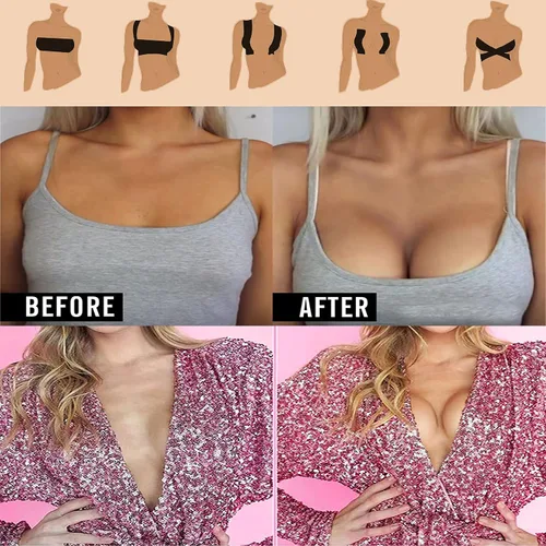 Vista 4 de Cinta adhesiva para pechos, cinta de levantamiento de senos instantáneo, reemplazo de sujetadores sin tirantes para mujeres y sujetador adhesivo