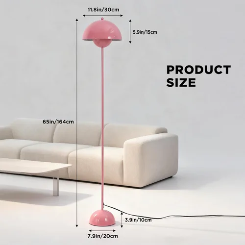 Vista 5 de SUNLLOK Lámpara de pie con maceta para sala de estar, pantalla de cúpula de metal con interruptor de pie, moderna lámpara de pie de lectura