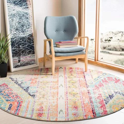 Vista 3 de SAFAVIEH Madison Collection - Alfombra decorativa de 2 pies 2 pulgadas x 4 pies, verde y naranja, diseño tribal envejecido, no desprende pelusa