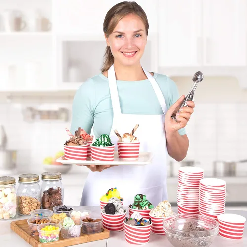 Vista 7 de Vasos de helado – Paquete de 100 tazas de helado para helado, tazas de postre de yogur congelado