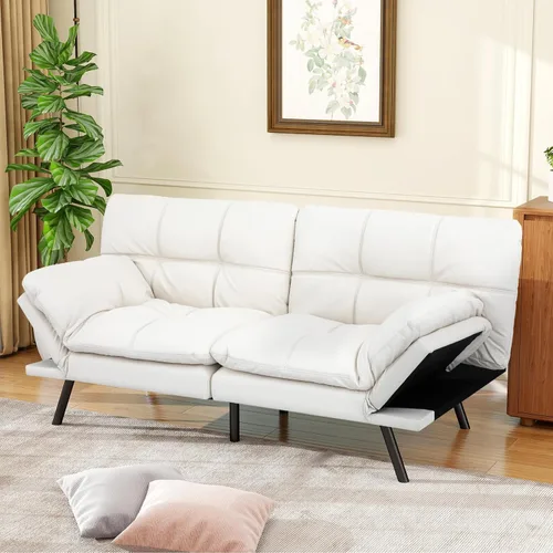Vista 2 de MUUEGM Sofá cama tipo futón de espuma viscoelástica con respaldo ajustable, reposabrazos extraíbles para espacio pequeño, sofá de oficina, sala