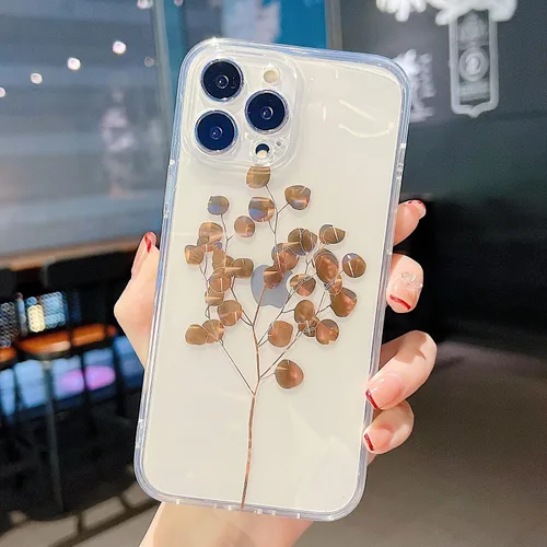 Vista 7 de ZCDAYE Funda transparente para iPhone 11, hojas galvanizadas TPU Funda protectora para iPhone 11, hojas coloridas