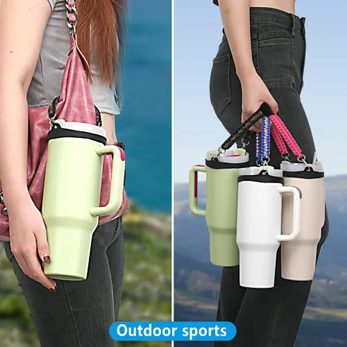 Vista 4 de Wongeto Correa con Asa para Botella de Agua - Compatible con Botella de Agua Stanley - Asa de Paracord para Accesorios de Vaso Stanley