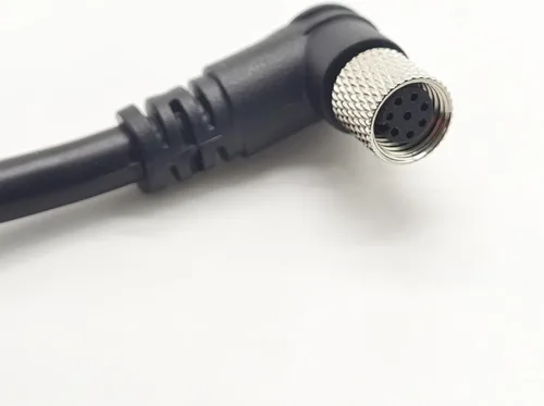Vista 8 de Cable conector hembra único M8 de 8 pines, un código de alambre de moldeo en ángulo recto Sensor de aviación hembra Cable eléctrico de PVC Cable