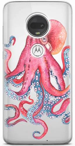 Vista 13 de Mertak Funda para teléfono compatible con Motorola Edge + Moto G9 G8 Plus G7 Play Power Z4 diseño Sea Red TPU Flexible Silicona Delgada Animal Crab