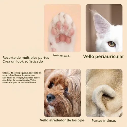 Vista 4 de Yilia Recortadora de microprecisión mejorada para mascotas, multifuncional, para aseo con luz LED, de bajo ruido, impermeable, recargable